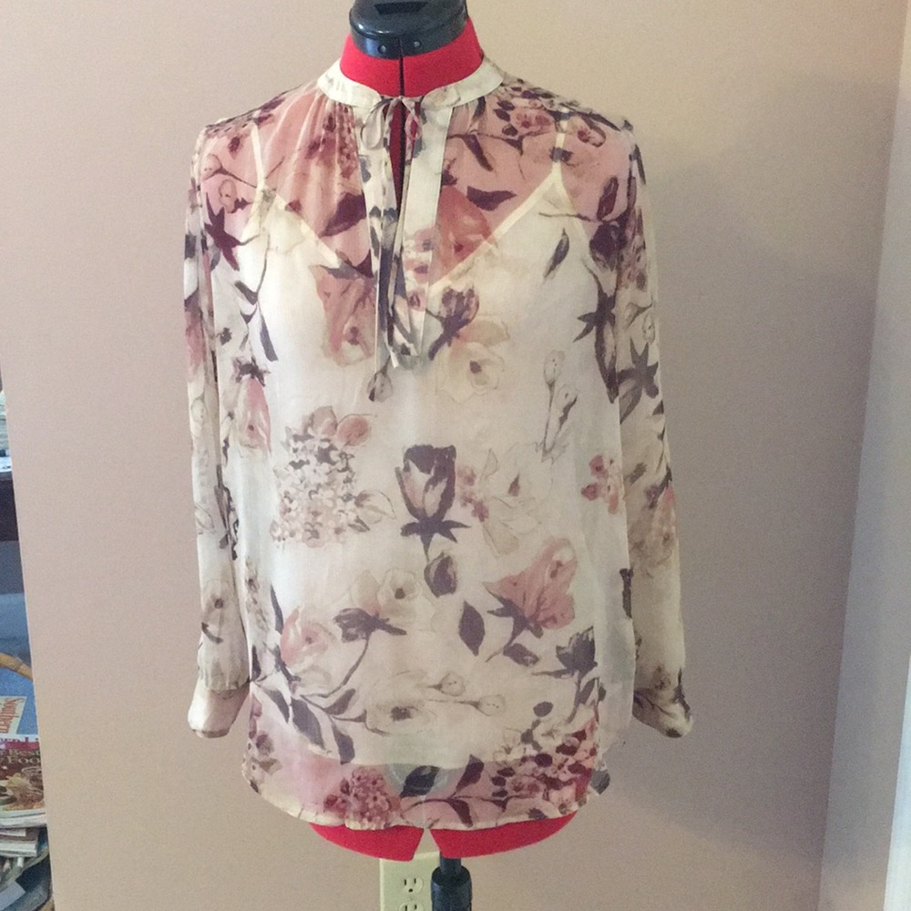 Ralph Lauren sheer blouse with a cami.